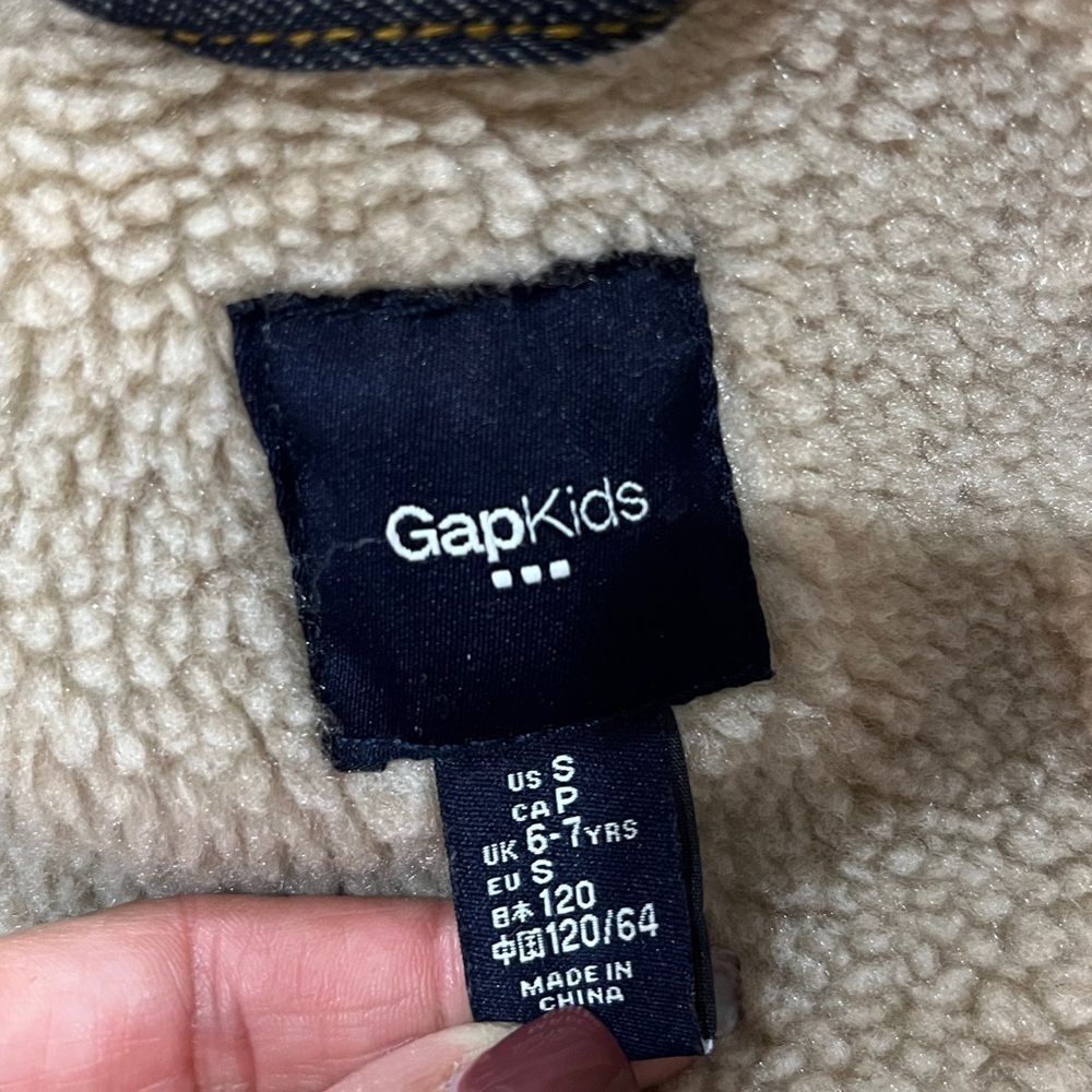 GAP Blue Denim Kids Jacket with Sherpa Collar - Picture 3 of 7